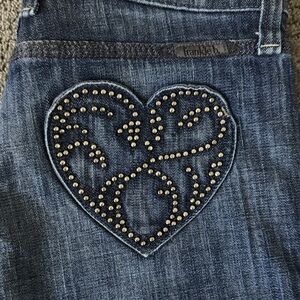Frankie B. Dark Blue Jeans with Studded Heart rear pockets
